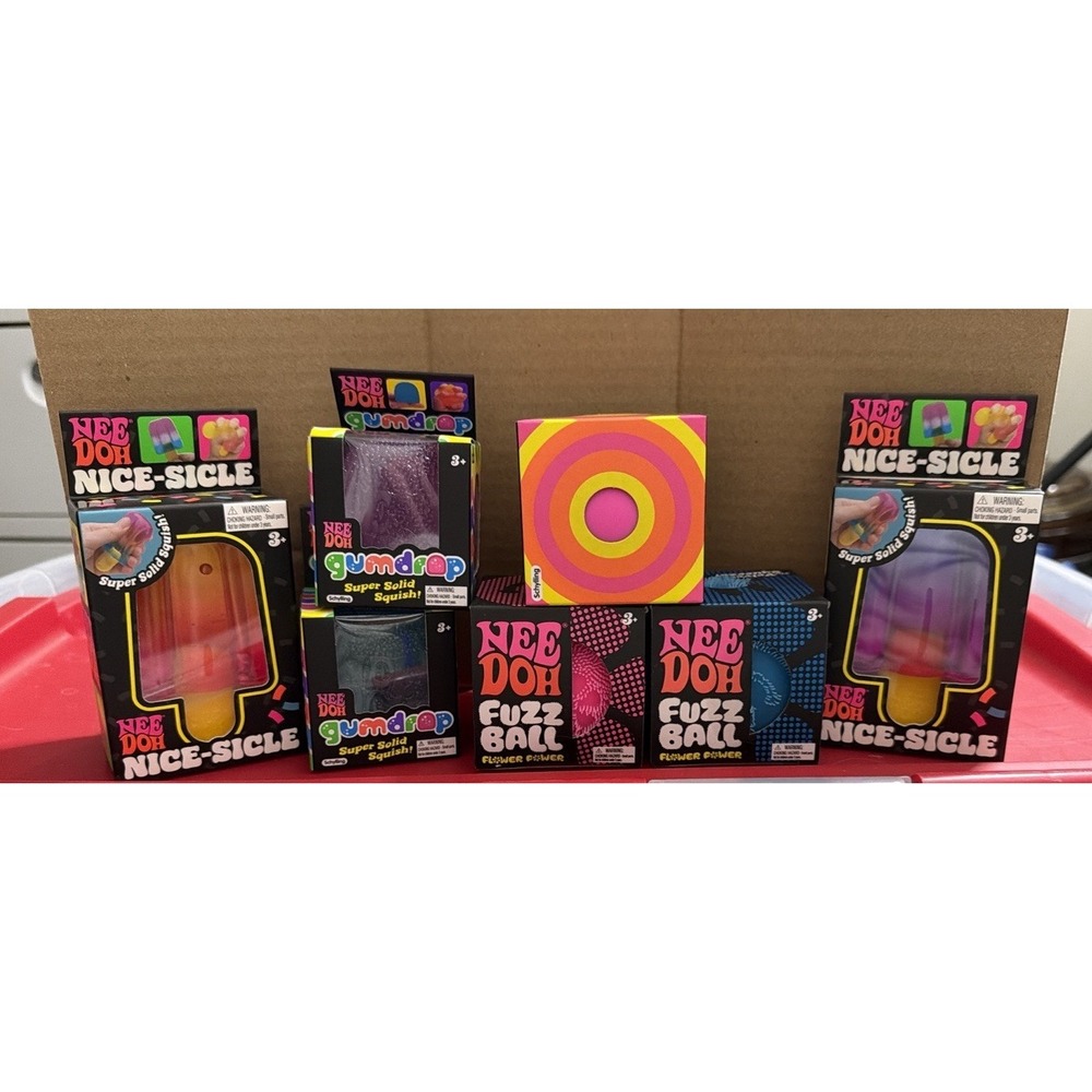 NeeDoh Bundle- 1- Color Change/ 2-Fuzzball Flowers/2-Gumdrops/ 2-Nice-sicles